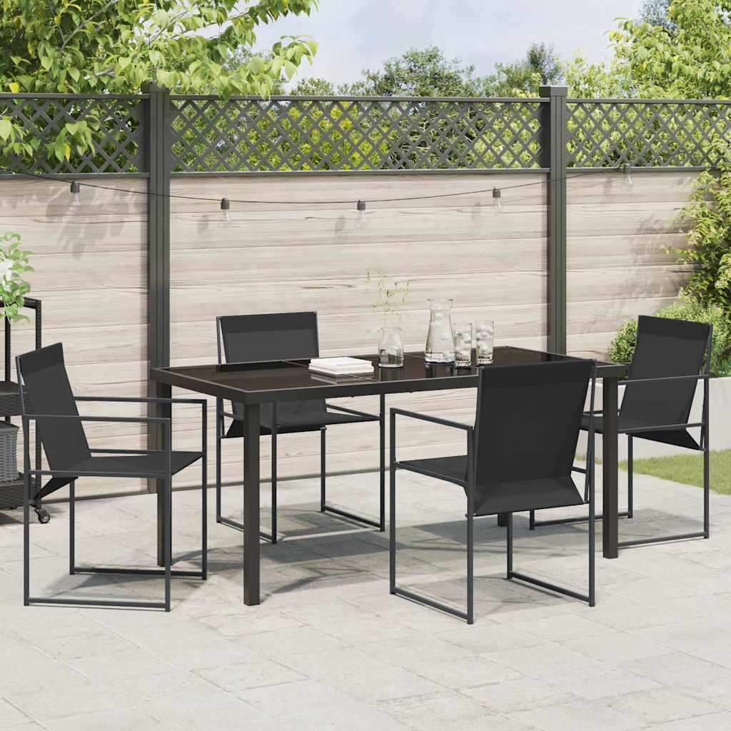 Garten Essgruppe 5 pcs Schwarz Textilene und Stahl