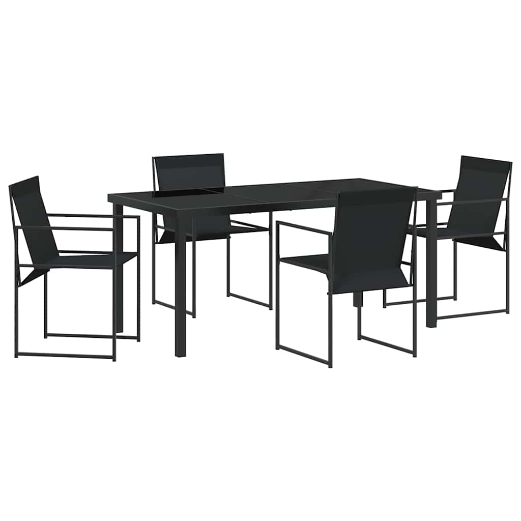 Garten Essgruppe 5 pcs Schwarz Textilene und Stahl