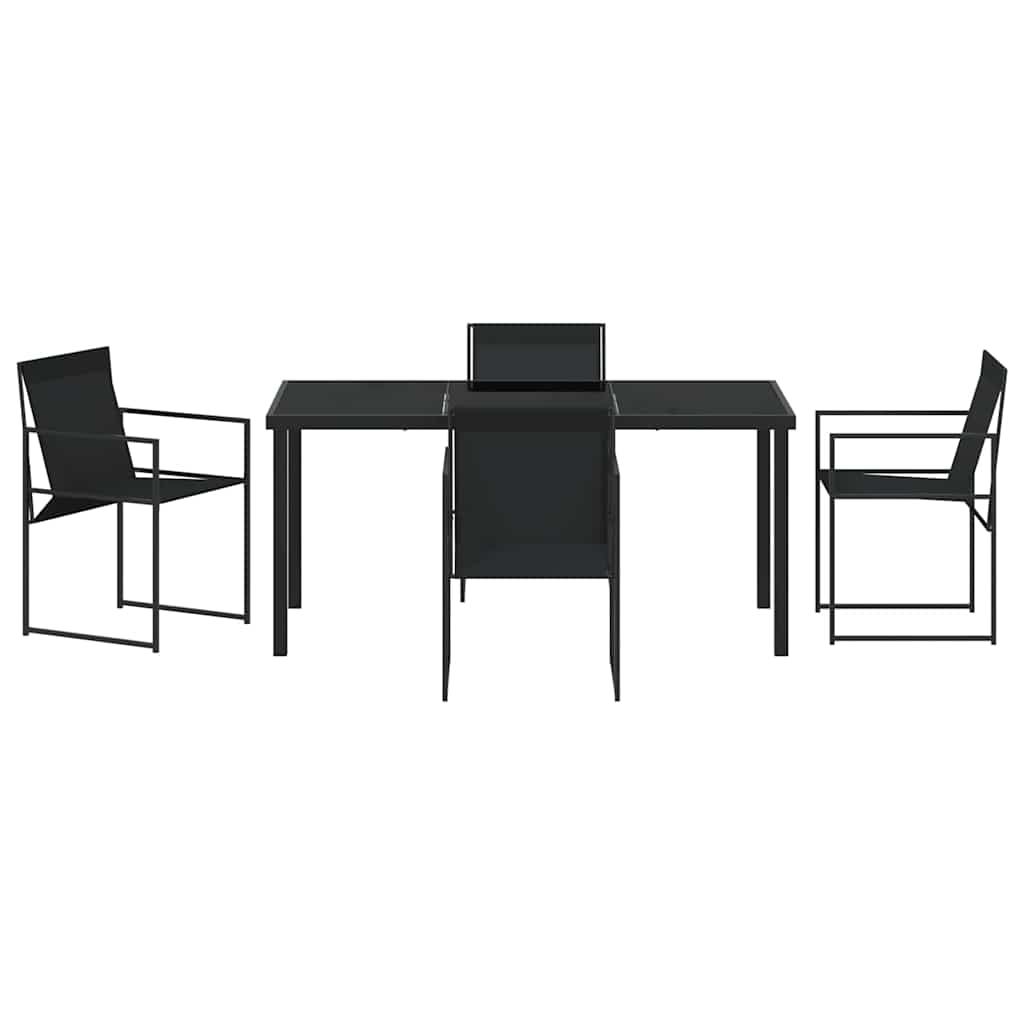 Garten Essgruppe 5 pcs Schwarz Textilene und Stahl
