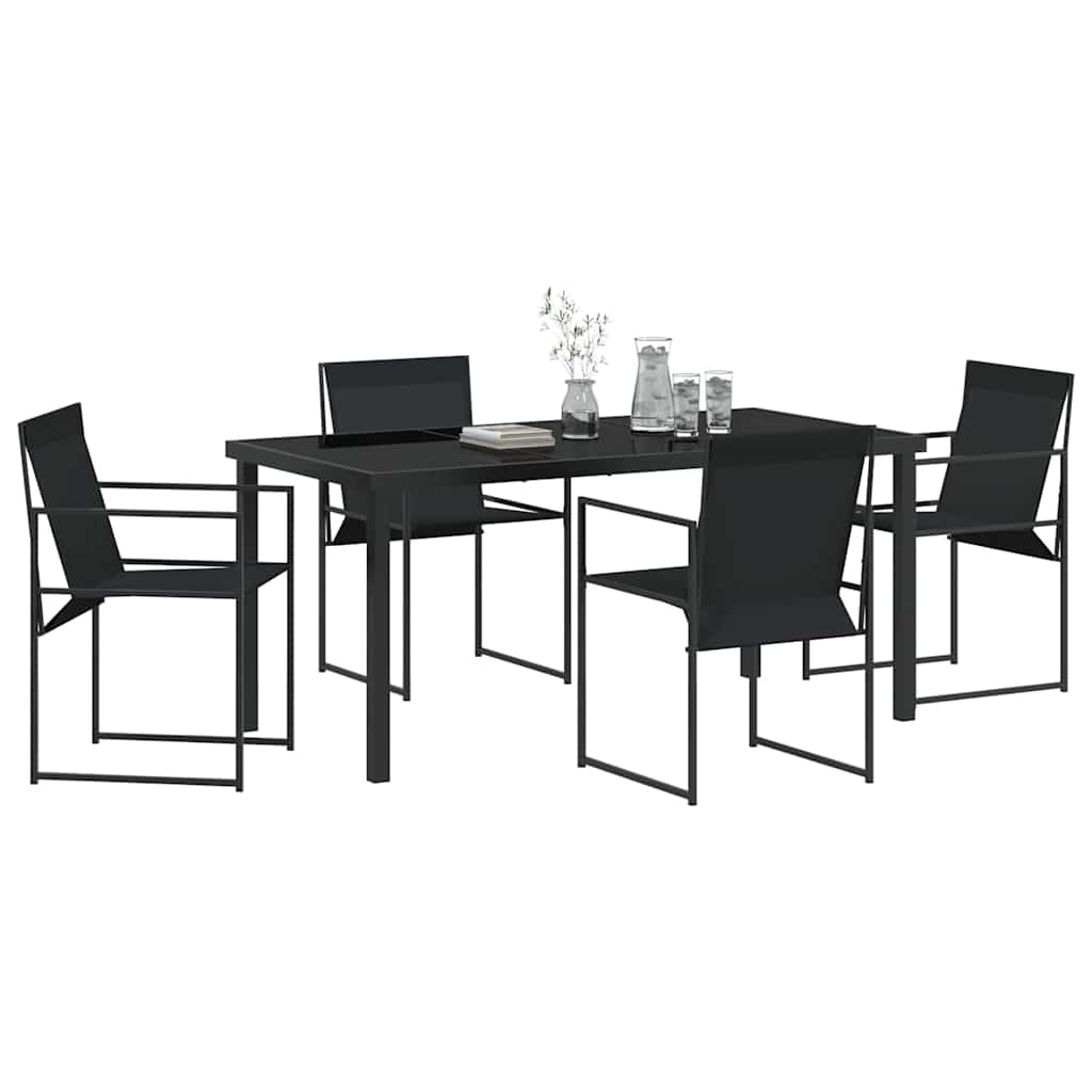 Garten Essgruppe 5 pcs Schwarz Textilene und Stahl