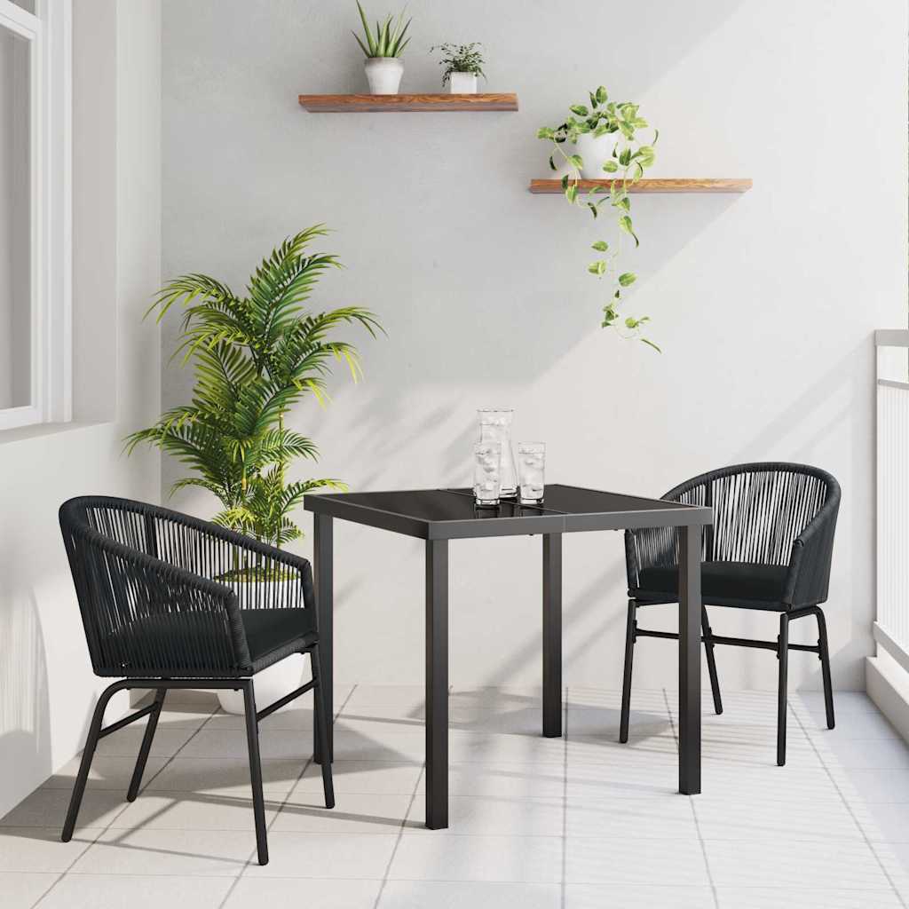 Garten Essgruppe 3 pcs Schwarz Pulverbeschichteter Stahl