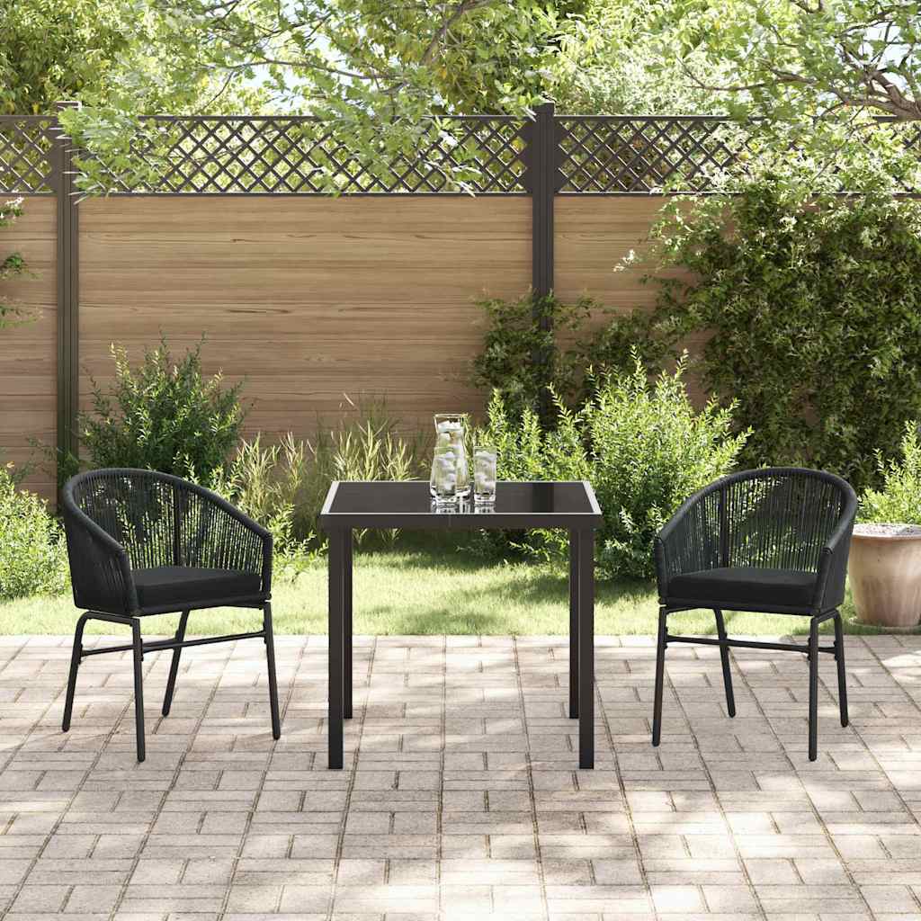 Garten Essgruppe 3 pcs Schwarz Pulverbeschichteter Stahl