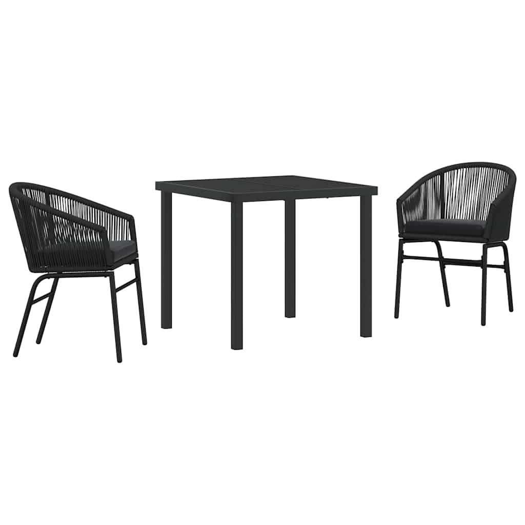 Garten Essgruppe 3 pcs Schwarz Pulverbeschichteter Stahl
