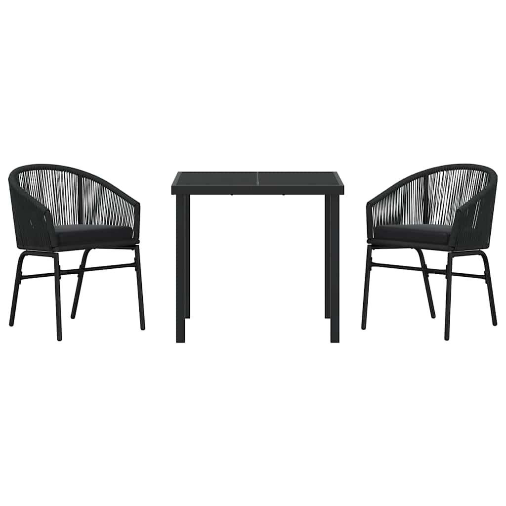 Garten Essgruppe 3 pcs Schwarz Pulverbeschichteter Stahl