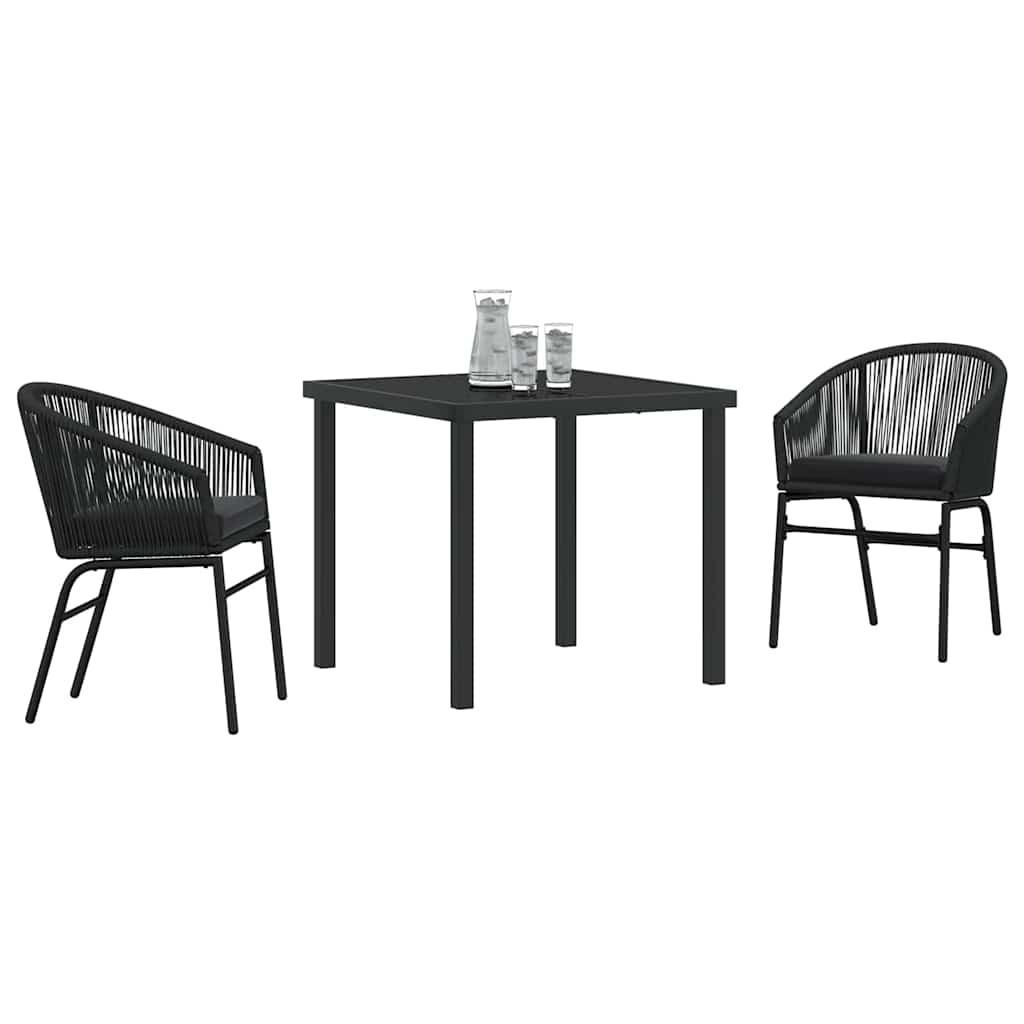 Garten Essgruppe 3 pcs Schwarz Pulverbeschichteter Stahl