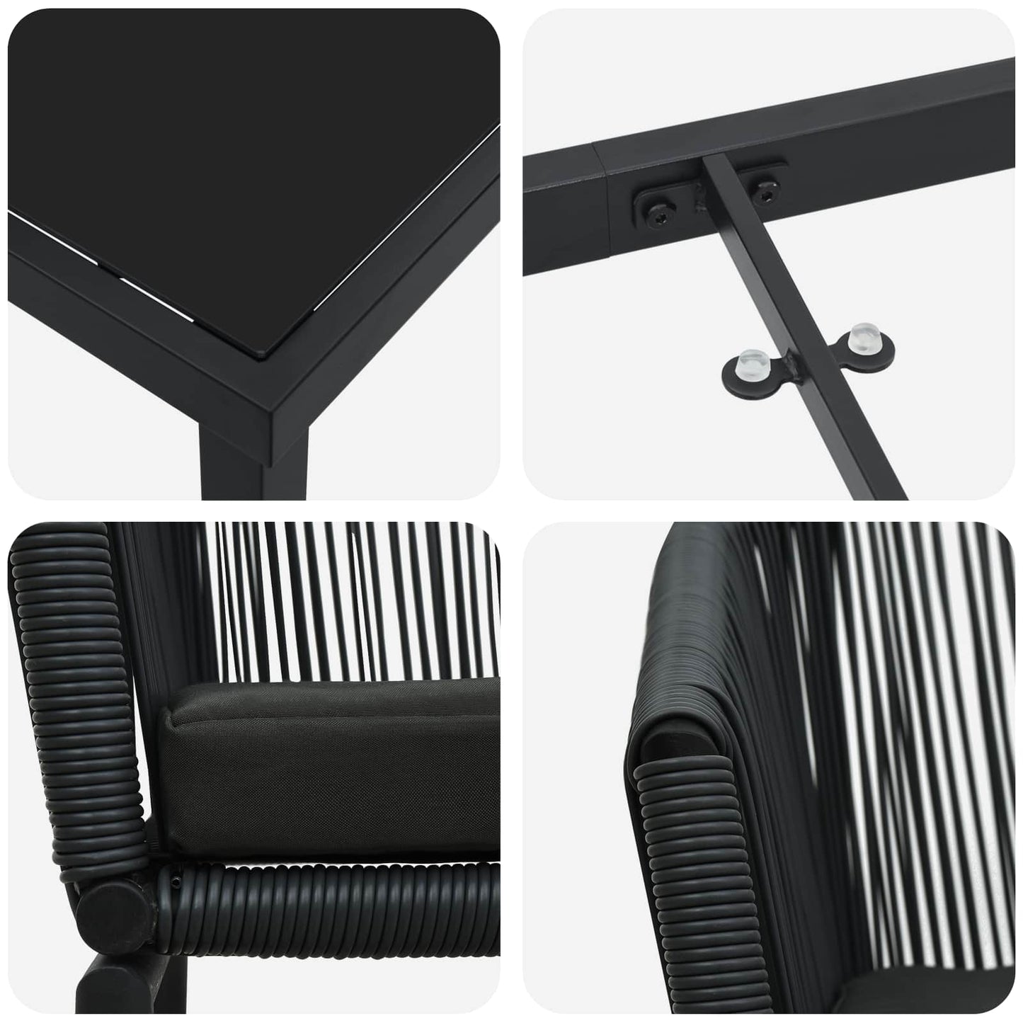 Garten Essgruppe 5 pcs Schwarz Pulverbeschichteter Stahl