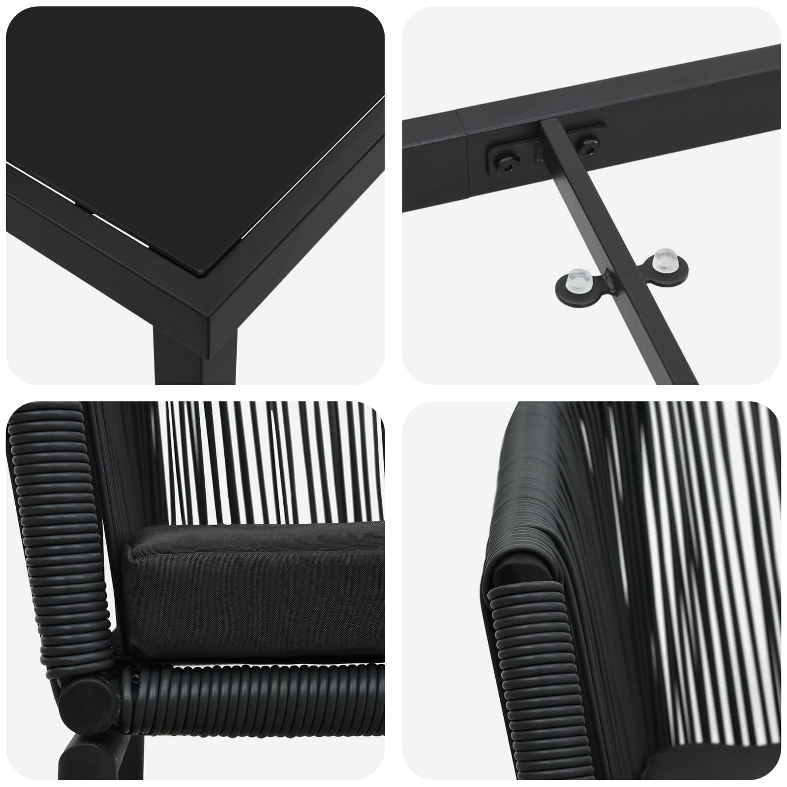 Garten Essgruppe 5 pcs Schwarz Pulverbeschichteter Stahl