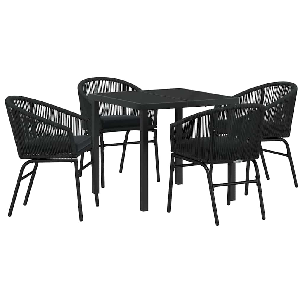 Garten Essgruppe 5 pcs Schwarz Pulverbeschichteter Stahl