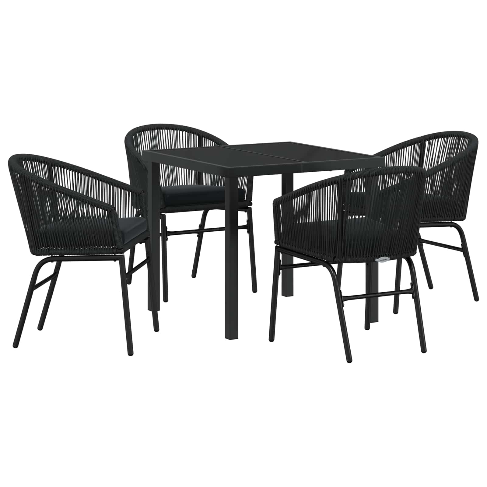 Garten Essgruppe 5 pcs Schwarz Pulverbeschichteter Stahl