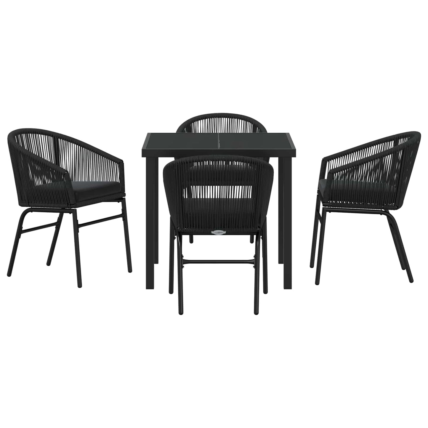 Garten Essgruppe 5 pcs Schwarz Pulverbeschichteter Stahl