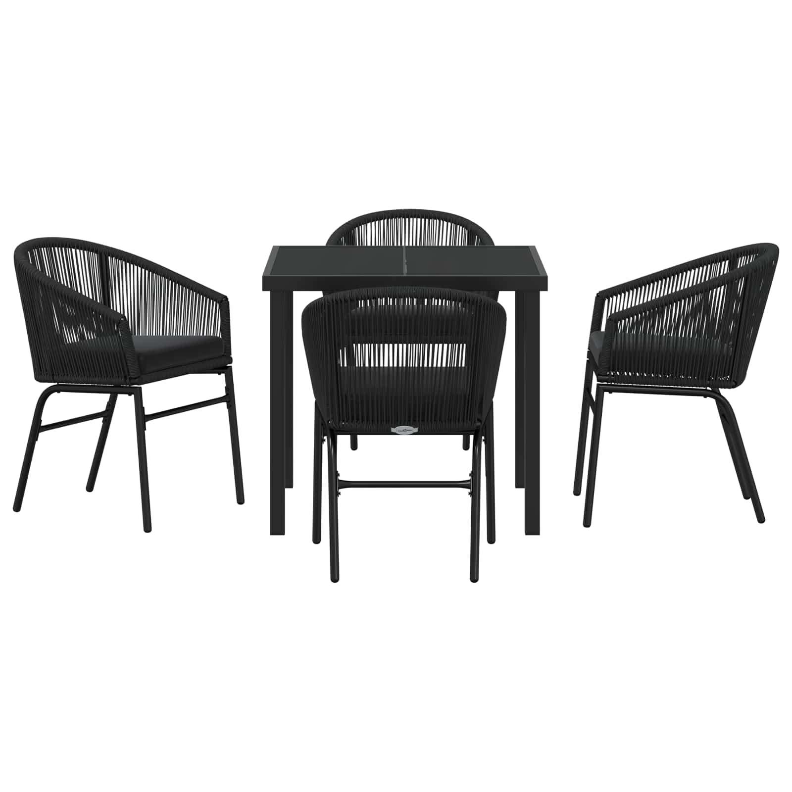 Garten Essgruppe 5 pcs Schwarz Pulverbeschichteter Stahl