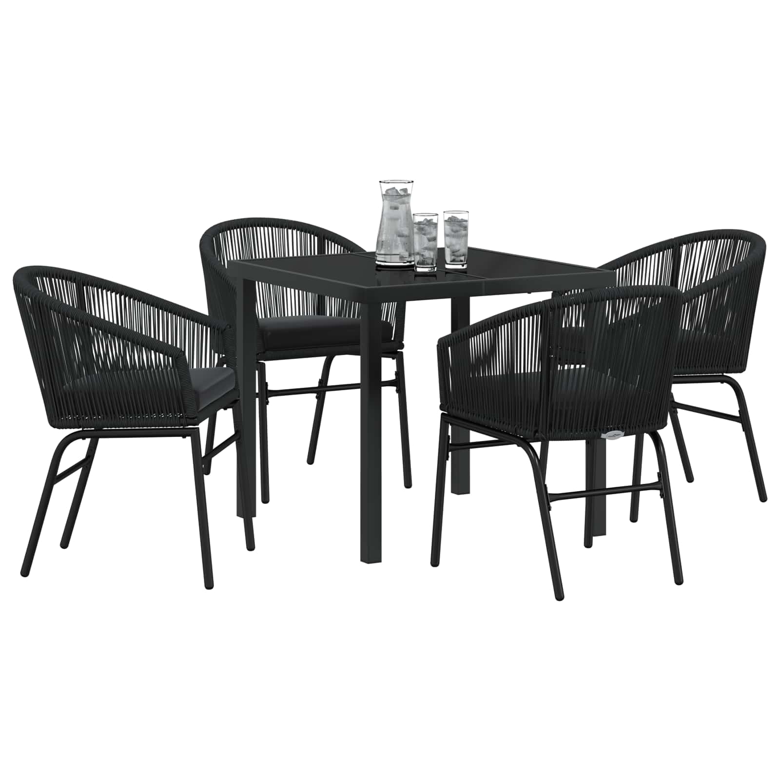 Garten Essgruppe 5 pcs Schwarz Pulverbeschichteter Stahl
