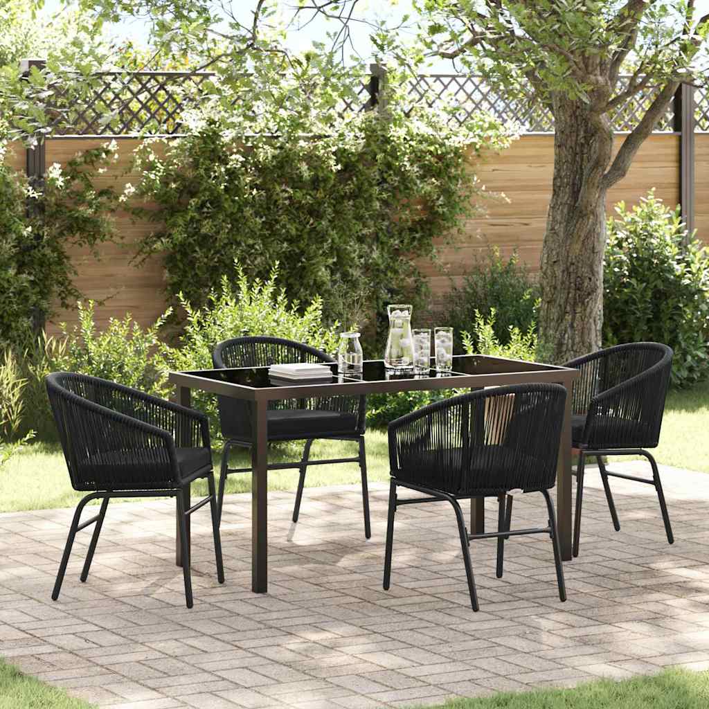 Garten Essgruppe 5 pcs Schwarz Pulverbeschichteter Stahl