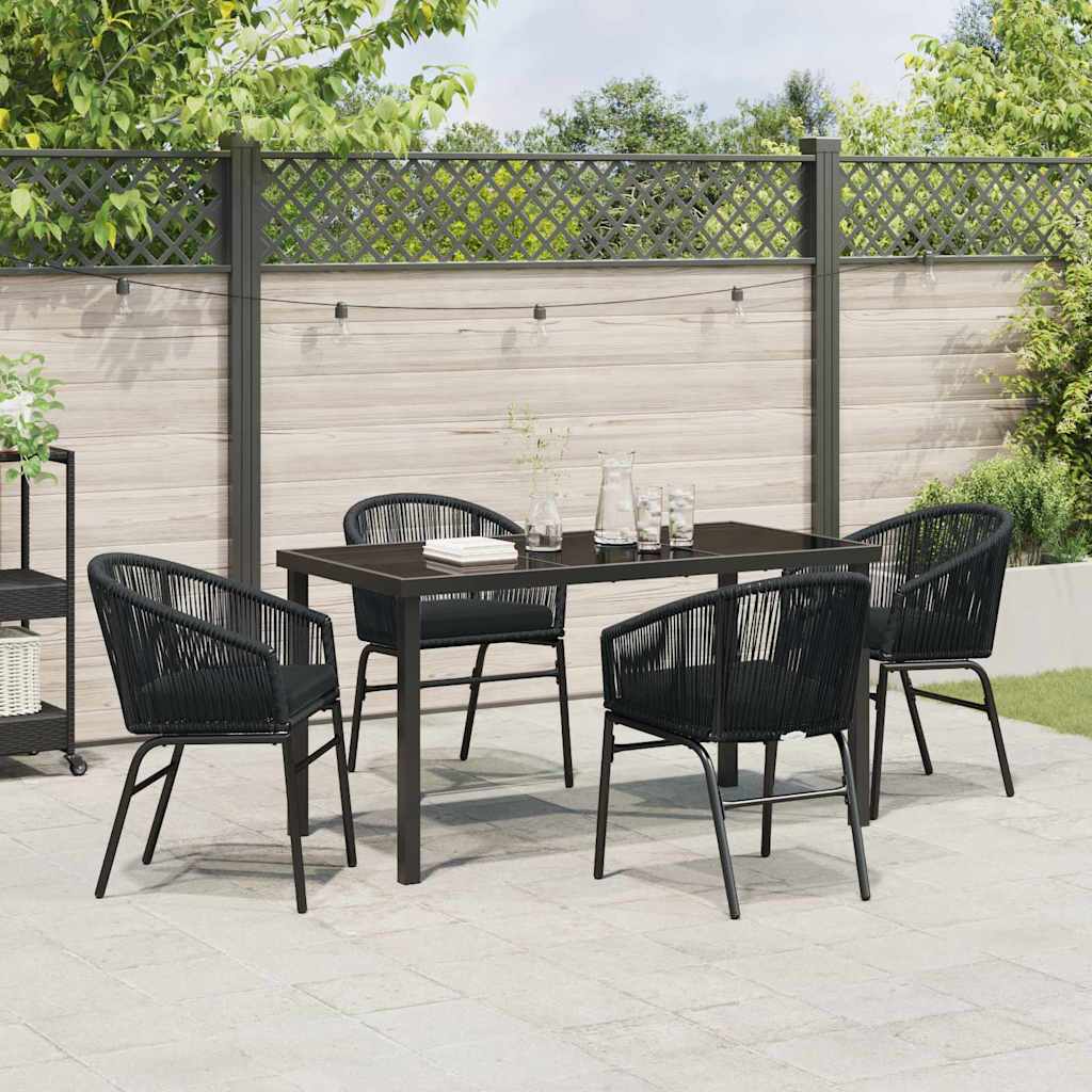 Garten Essgruppe 5 pcs Schwarz Pulverbeschichteter Stahl