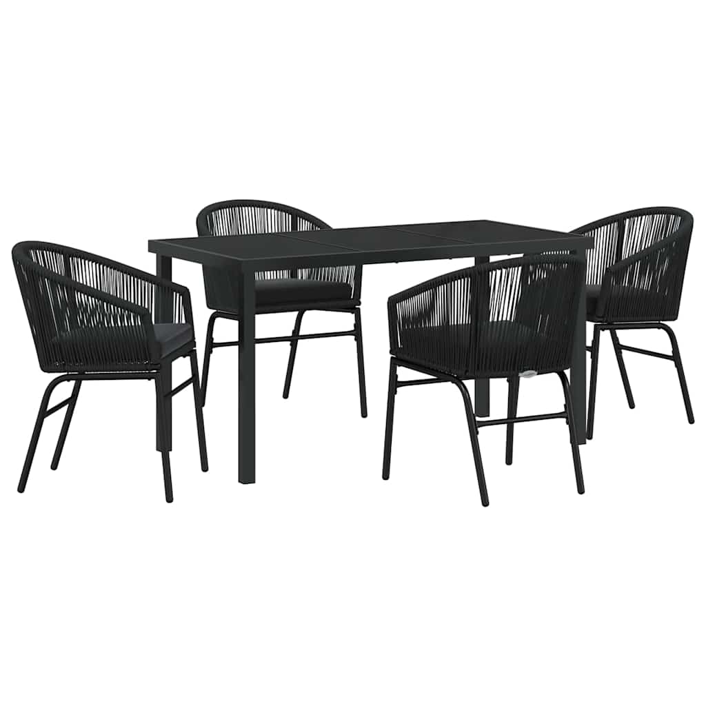 Garten Essgruppe 5 pcs Schwarz Pulverbeschichteter Stahl