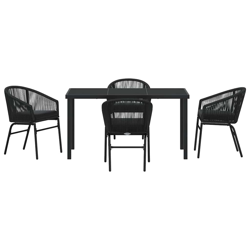 Garten Essgruppe 5 pcs Schwarz Pulverbeschichteter Stahl