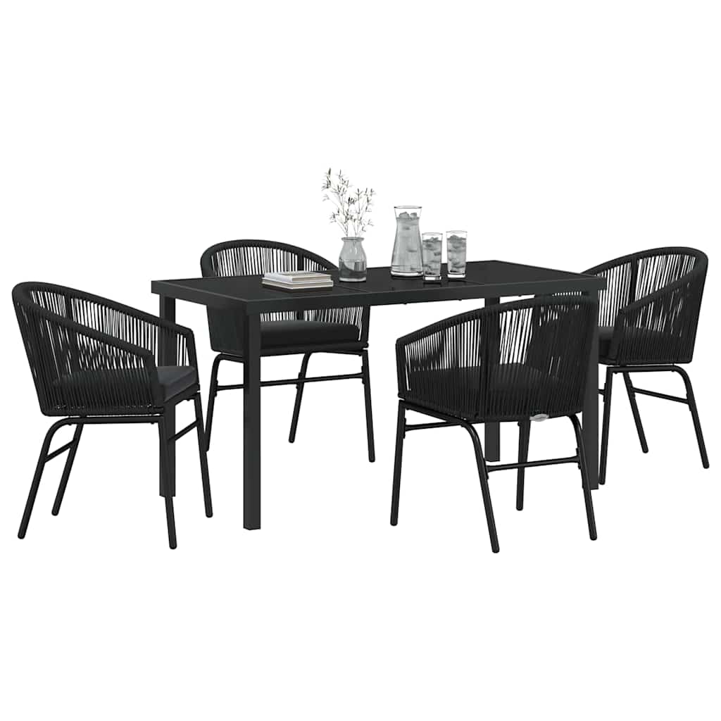 Garten Essgruppe 5 pcs Schwarz Pulverbeschichteter Stahl