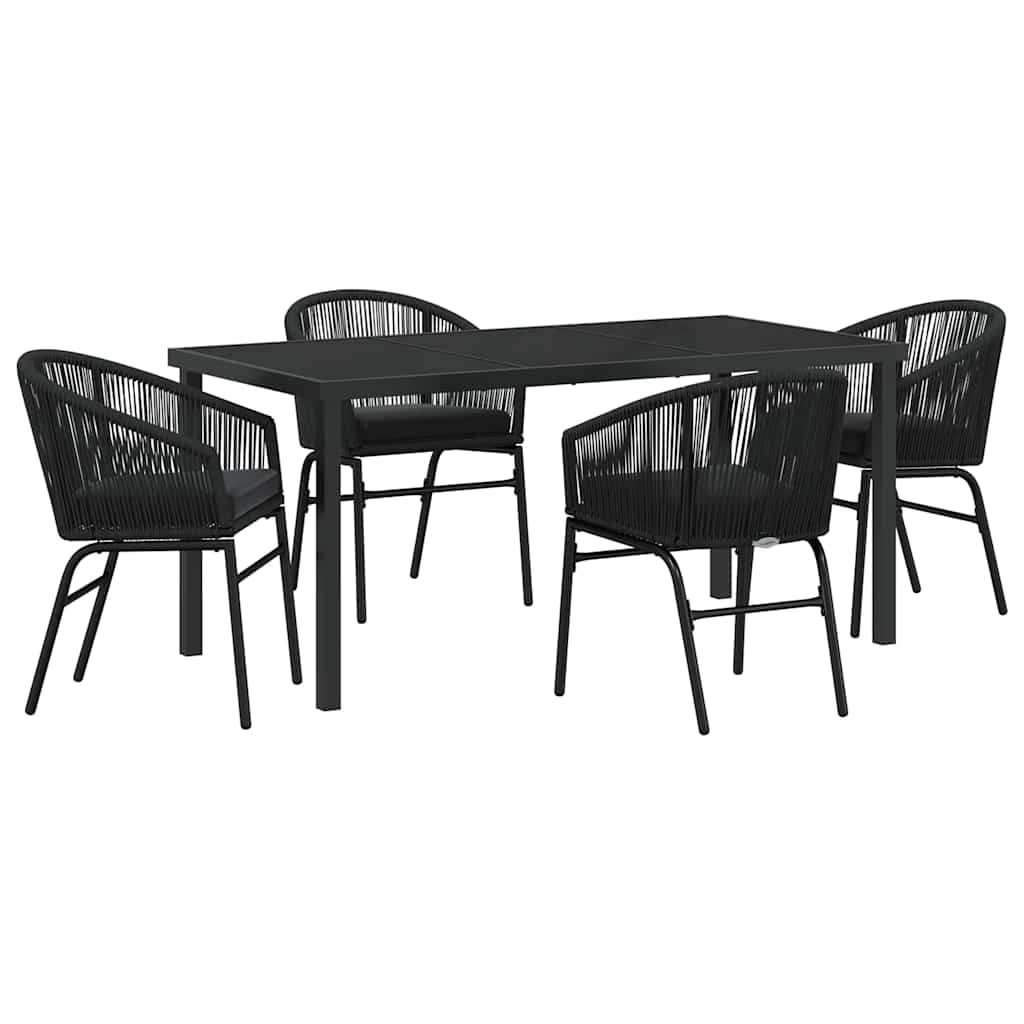 Garten Essgruppe 5 pcs Schwarz Pulverbeschichteter Stahl