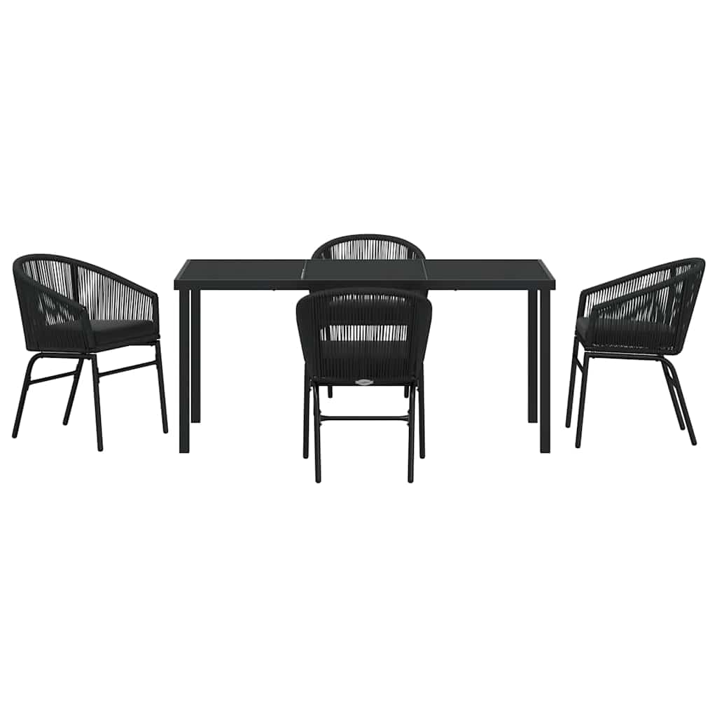 Garten Essgruppe 5 pcs Schwarz Pulverbeschichteter Stahl
