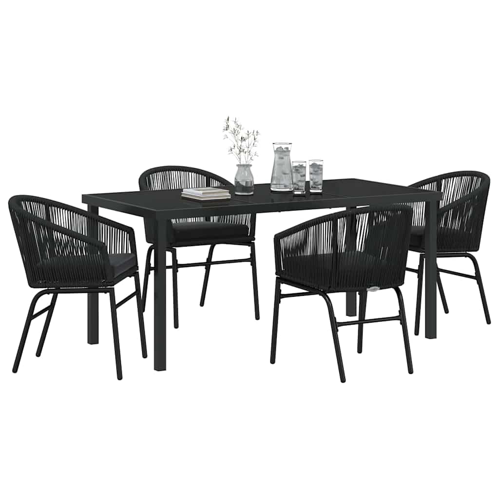 Garten Essgruppe 5 pcs Schwarz Pulverbeschichteter Stahl
