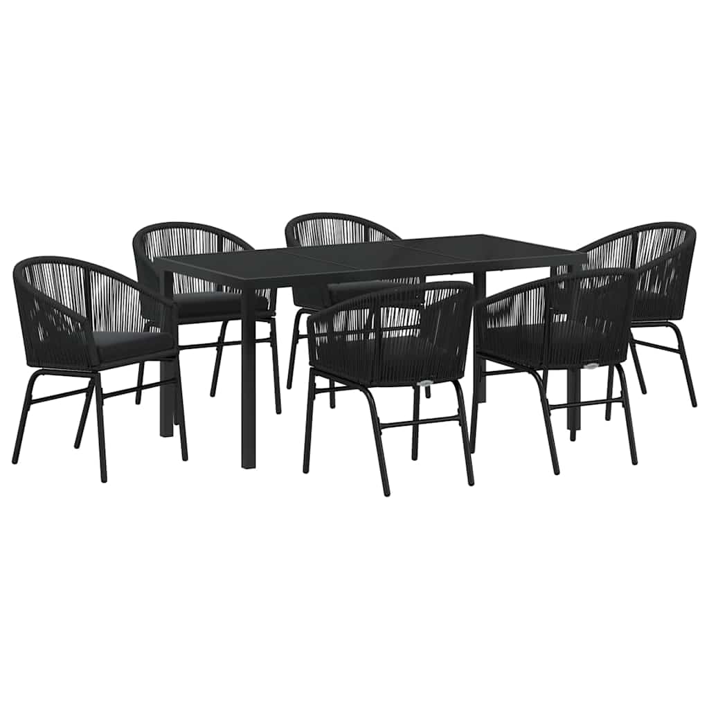 Garten Essgruppe 7 pcs Schwarz Pulverbeschichteter Stahl