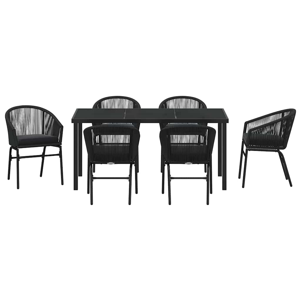 Garten Essgruppe 7 pcs Schwarz Pulverbeschichteter Stahl