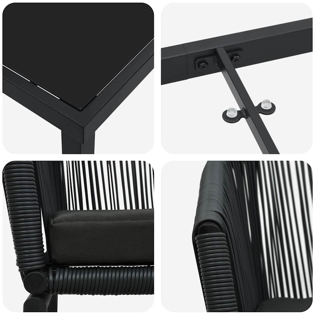 Garten Essgruppe 7 pcs Schwarz Pulverbeschichteter Stahl