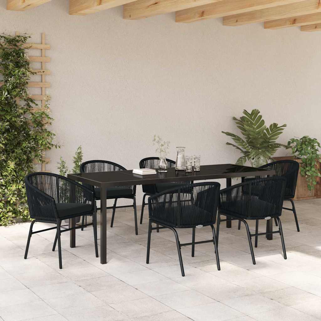 Garten Essgruppe 7 pcs Schwarz Pulverbeschichteter Stahl