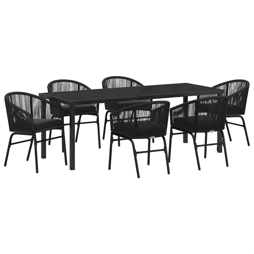 Garten Essgruppe 7 pcs Schwarz Pulverbeschichteter Stahl
