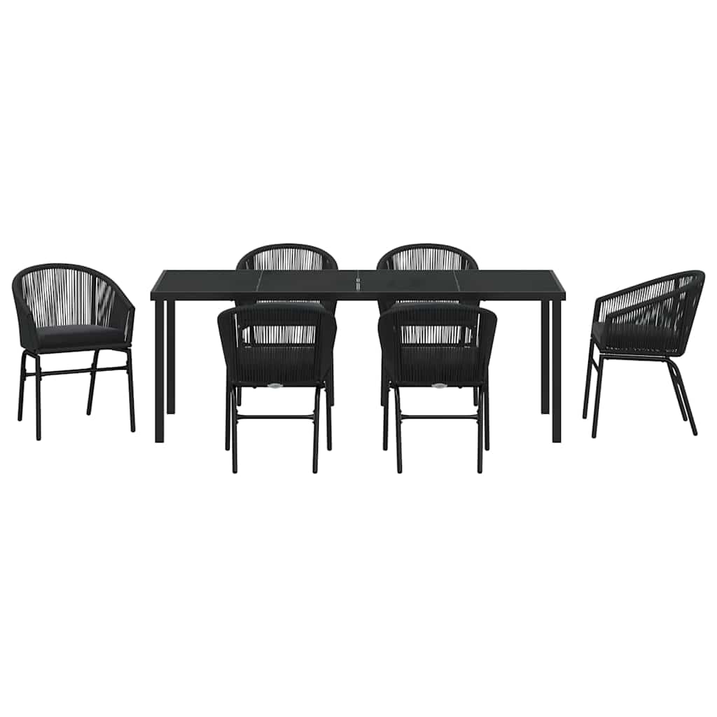 Garten Essgruppe 7 pcs Schwarz Pulverbeschichteter Stahl