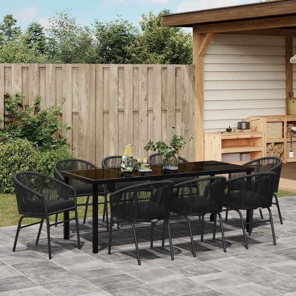 Garten Essgruppe 9 pcs Schwarz Pulverbeschichteter Stahl