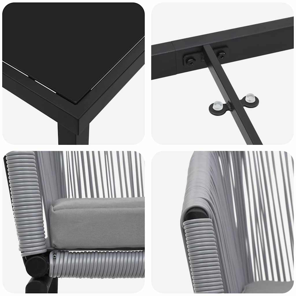 Garten Essgruppe 3 pcs Anthrazit Pulverbeschichteter Stahl