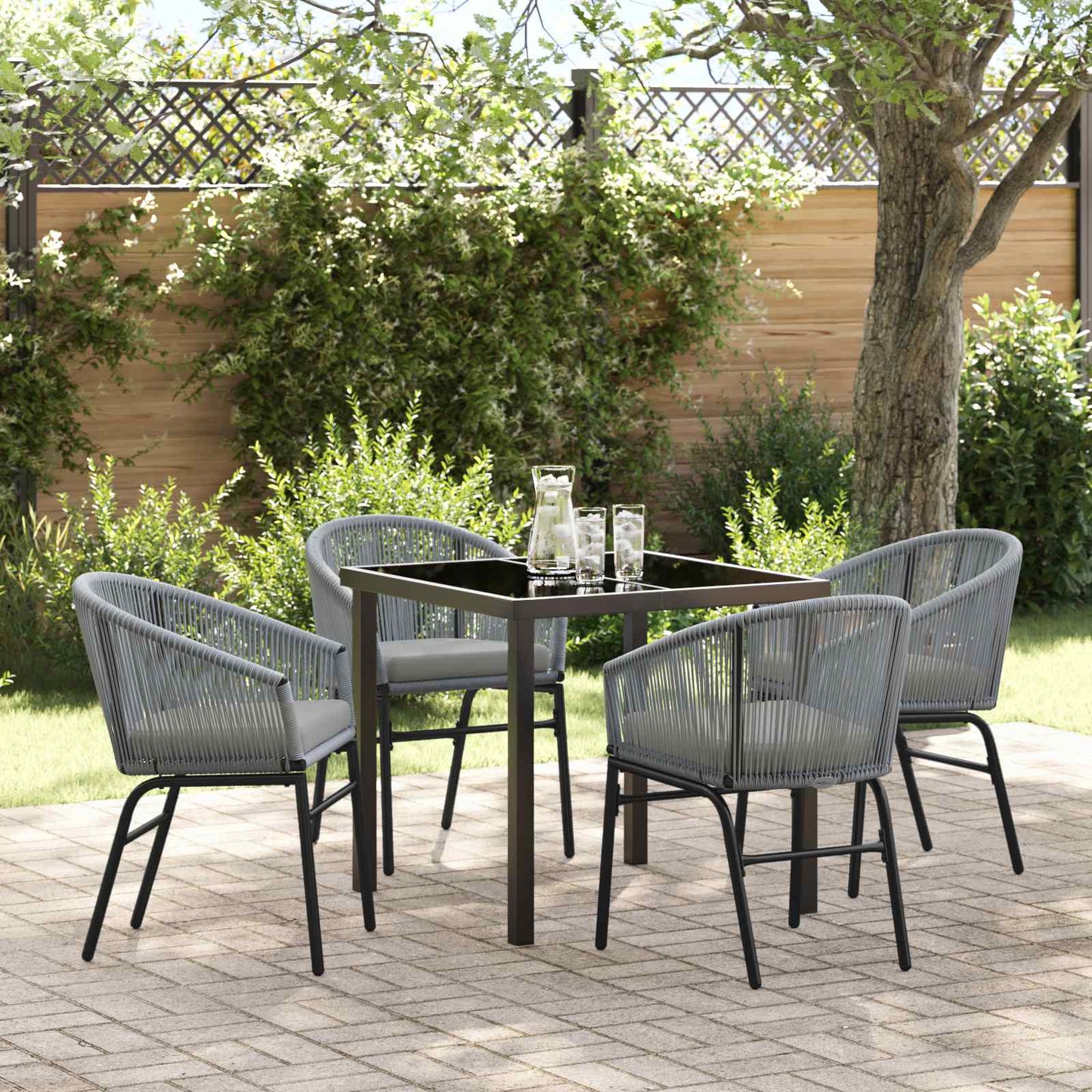 Garten Essgruppe 5 pcs Anthrazit Pulverbeschichteter Stahl