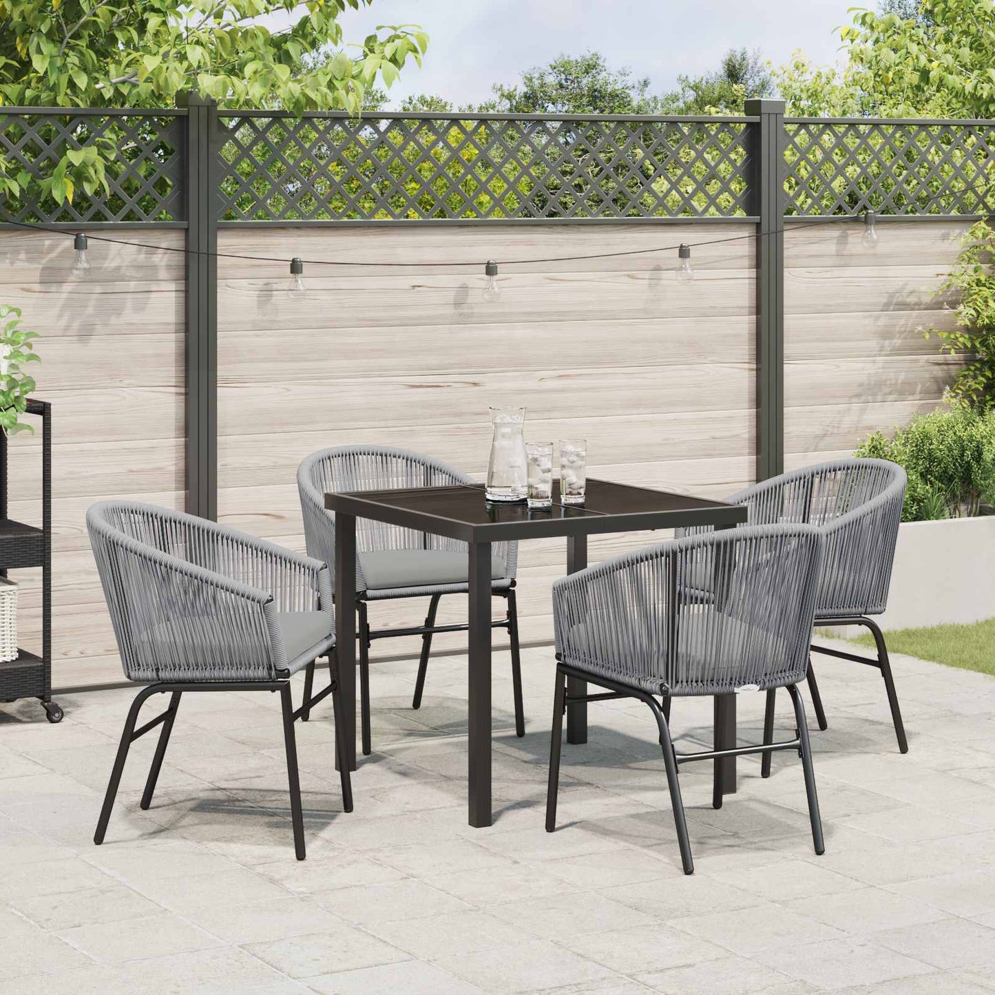 Garten Essgruppe 5 pcs Anthrazit Pulverbeschichteter Stahl