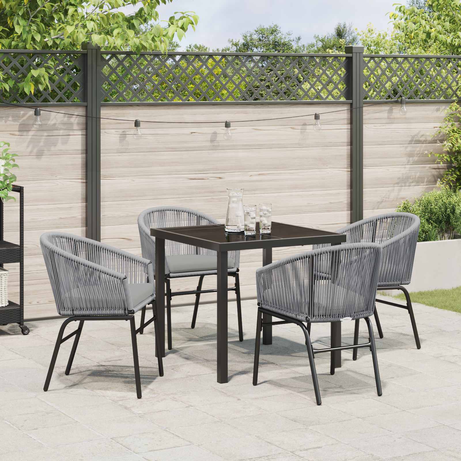 Garten Essgruppe 5 pcs Anthrazit Pulverbeschichteter Stahl