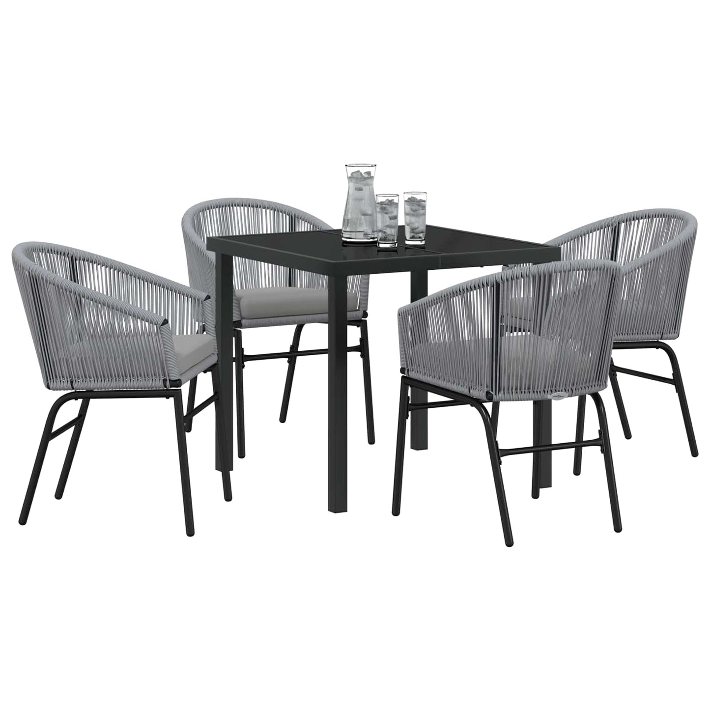 Garten Essgruppe 5 pcs Anthrazit Pulverbeschichteter Stahl