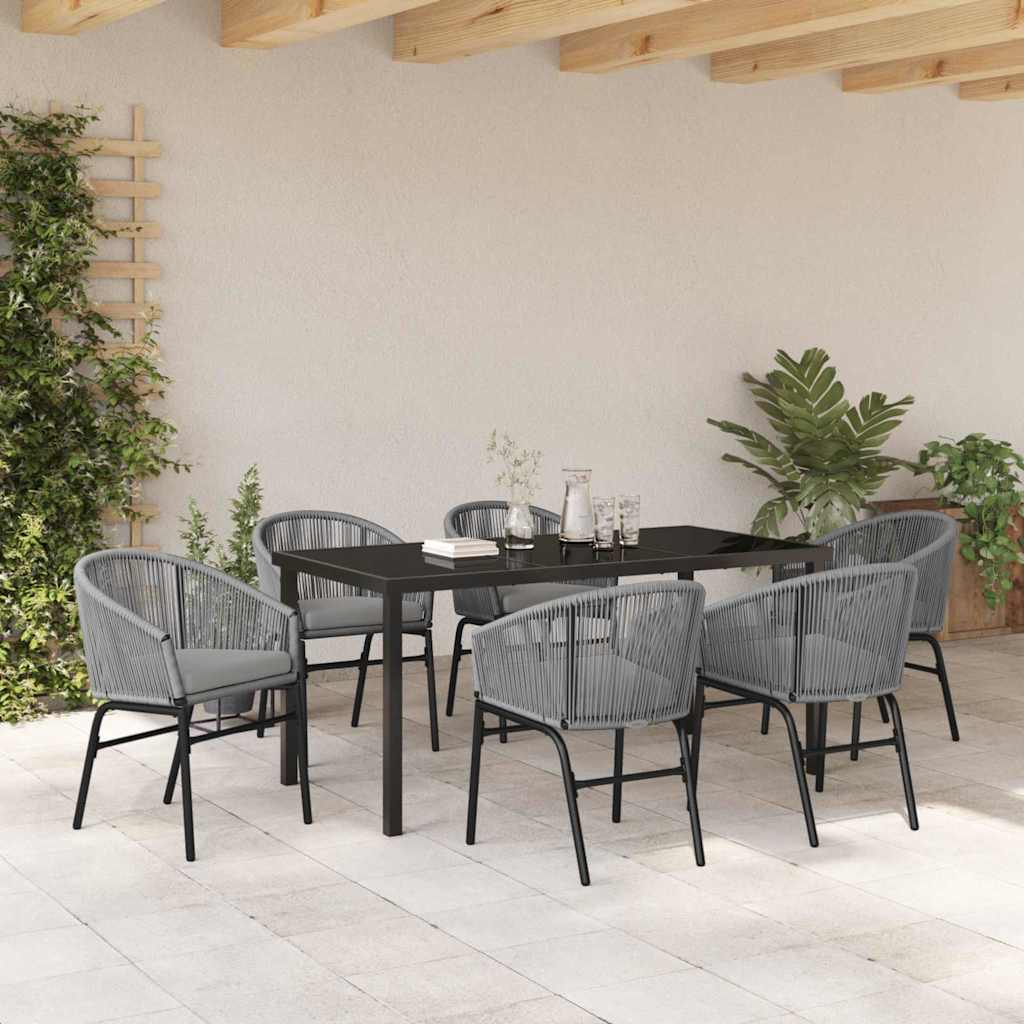 Garten Essgruppe 7 pcs Anthrazit Pulverbeschichteter Stahl