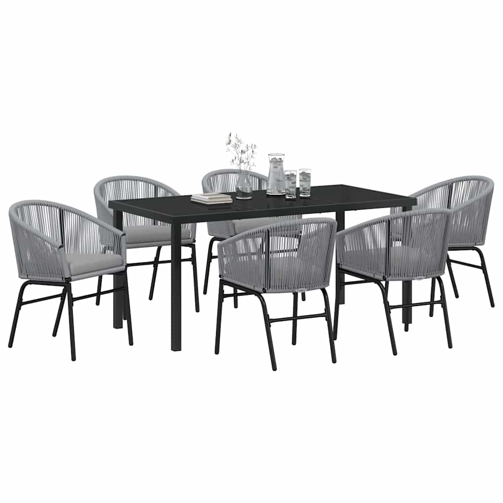 Garten Essgruppe 7 pcs Anthrazit Pulverbeschichteter Stahl