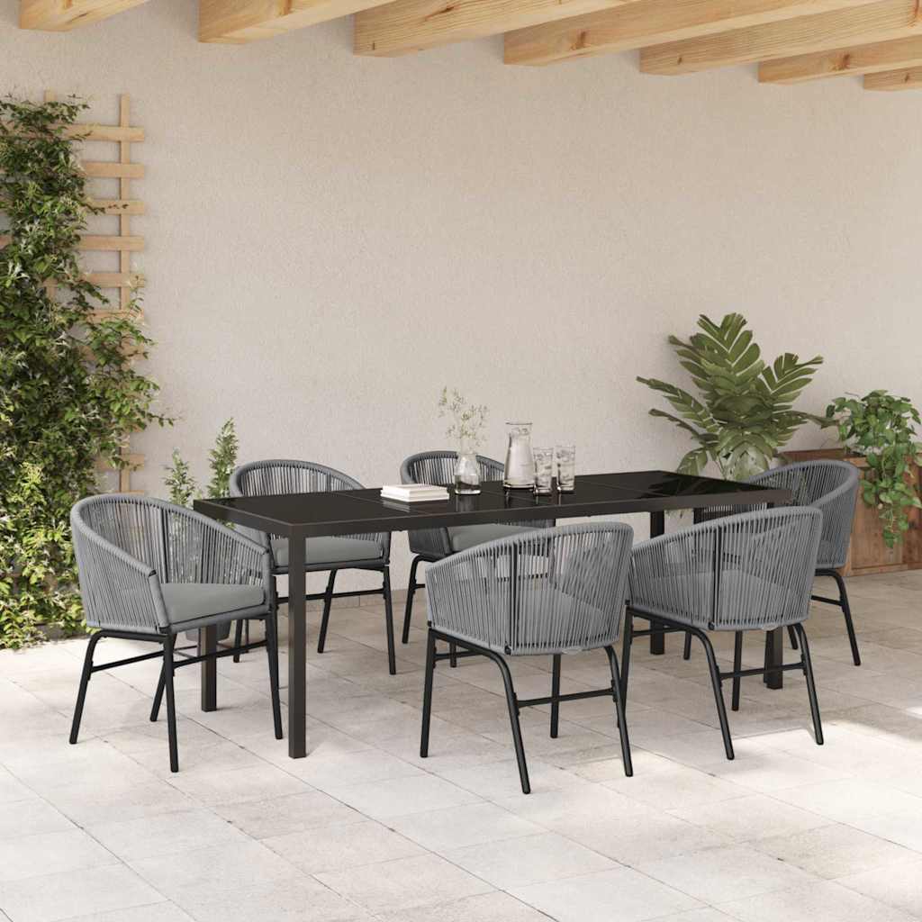 Garten Essgruppe 7 pcs Anthrazit Pulverbeschichteter Stahl