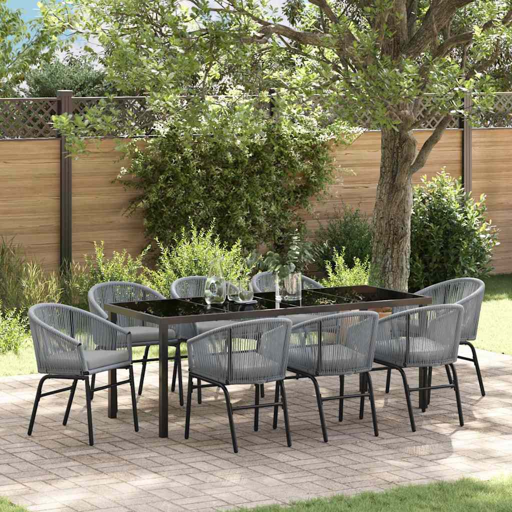 Garten Essgruppe 9 pcs Anthrazit Pulverbeschichteter Stahl