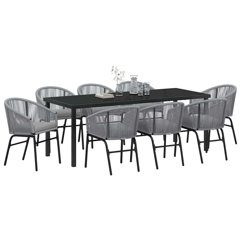 Garten Essgruppe 9 pcs Anthrazit Pulverbeschichteter Stahl
