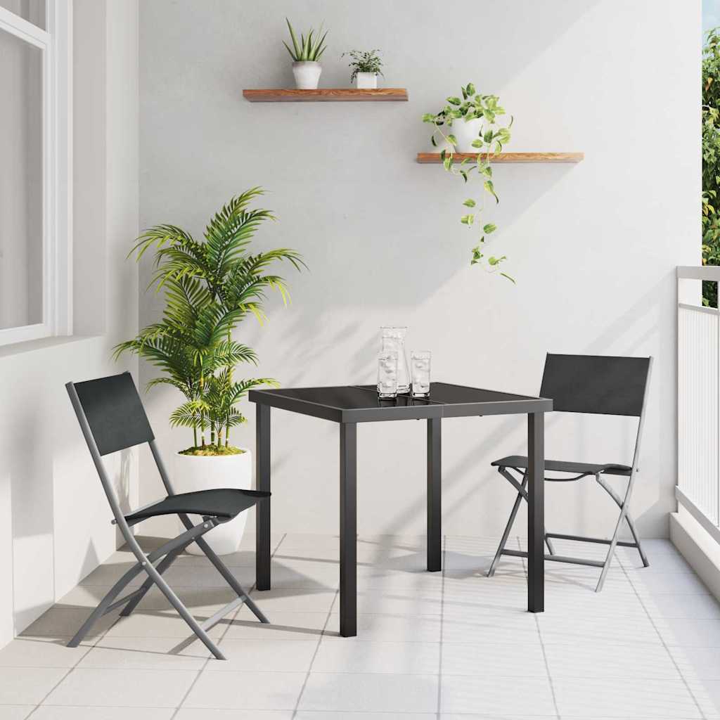 Garten Essgruppe 3 pcs Schwarz Pulverbeschichteter Stahl