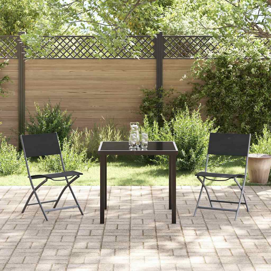 Garten Essgruppe 3 pcs Schwarz Pulverbeschichteter Stahl
