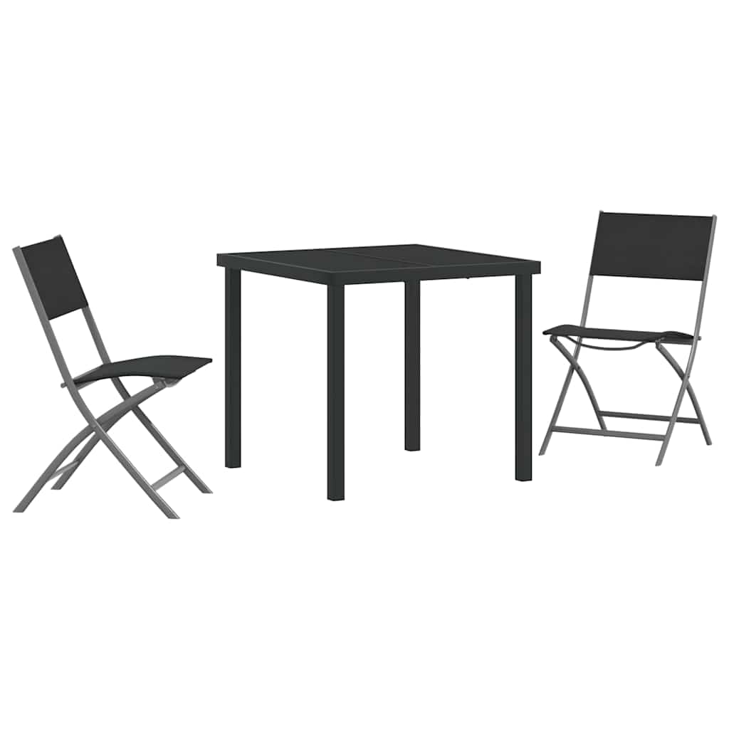 Garten Essgruppe 3 pcs Schwarz Pulverbeschichteter Stahl