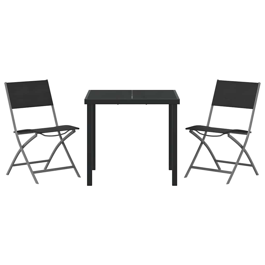 Garten Essgruppe 3 pcs Schwarz Pulverbeschichteter Stahl