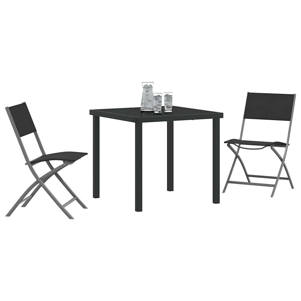 Garten Essgruppe 3 pcs Schwarz Pulverbeschichteter Stahl