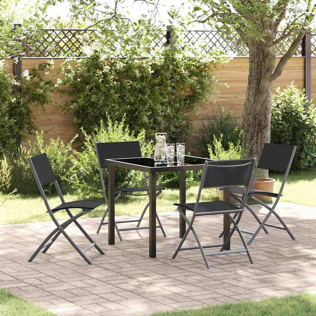 Garten Essgruppe 5 pcs Schwarz Pulverbeschichteter Stahl