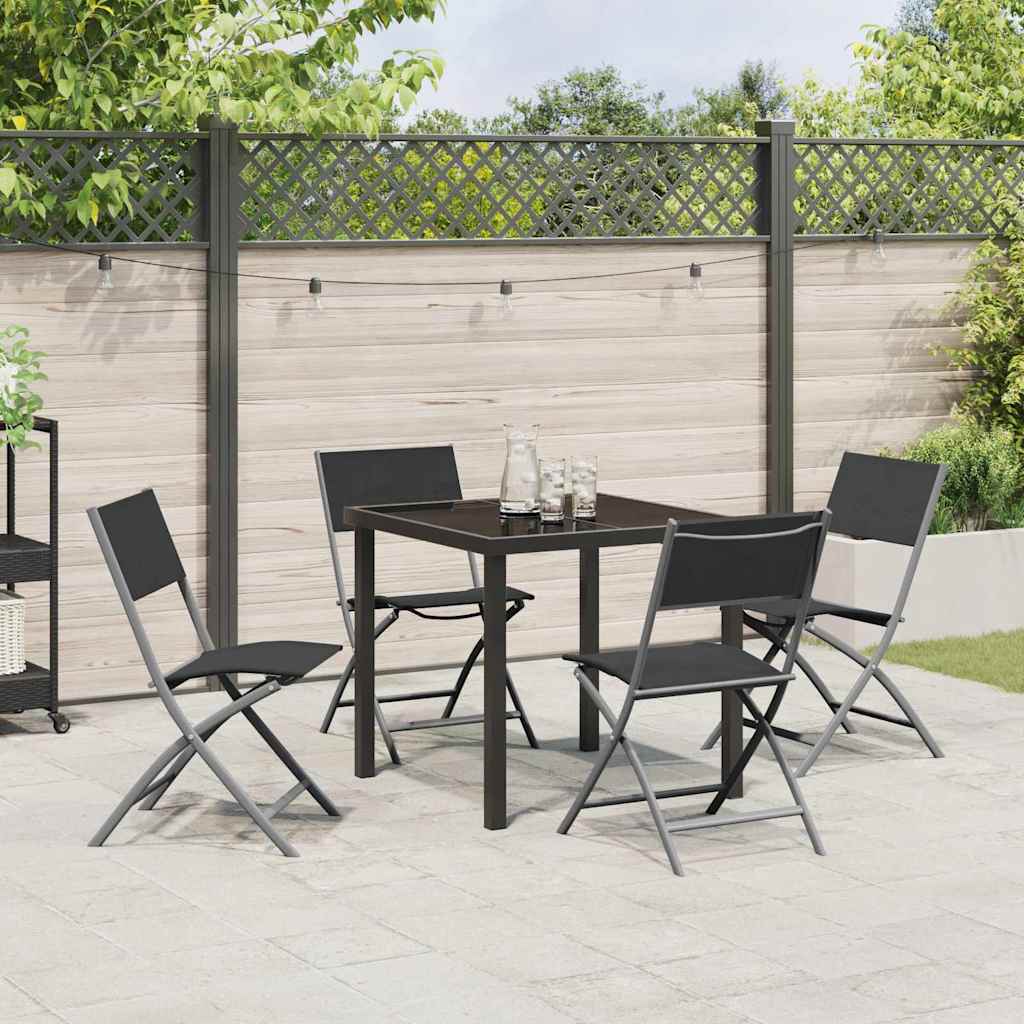 Garten Essgruppe 5 pcs Schwarz Pulverbeschichteter Stahl