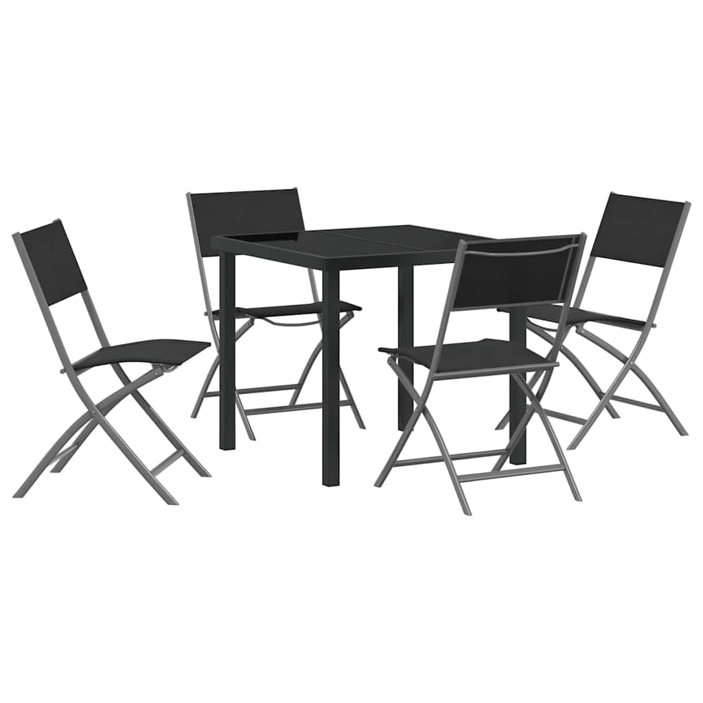 Garten Essgruppe 5 pcs Schwarz Pulverbeschichteter Stahl