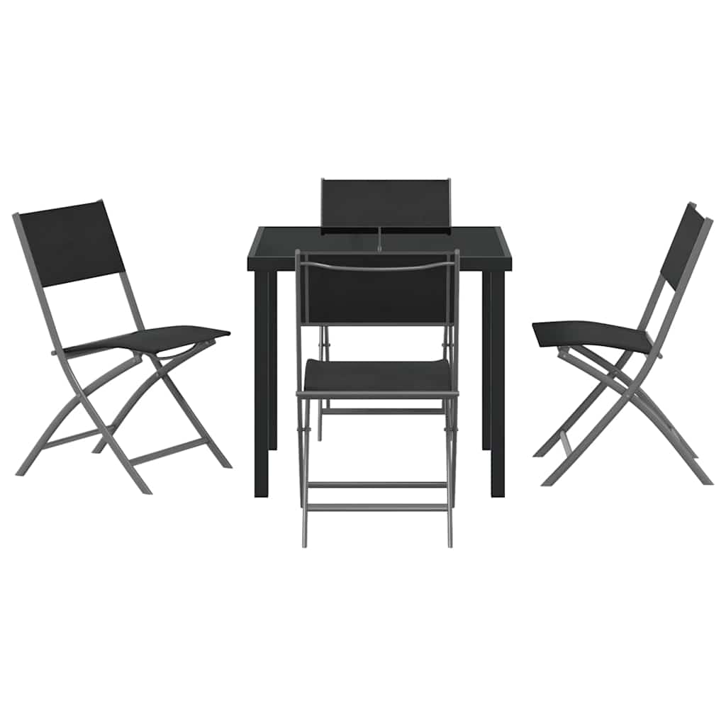Garten Essgruppe 5 pcs Schwarz Pulverbeschichteter Stahl